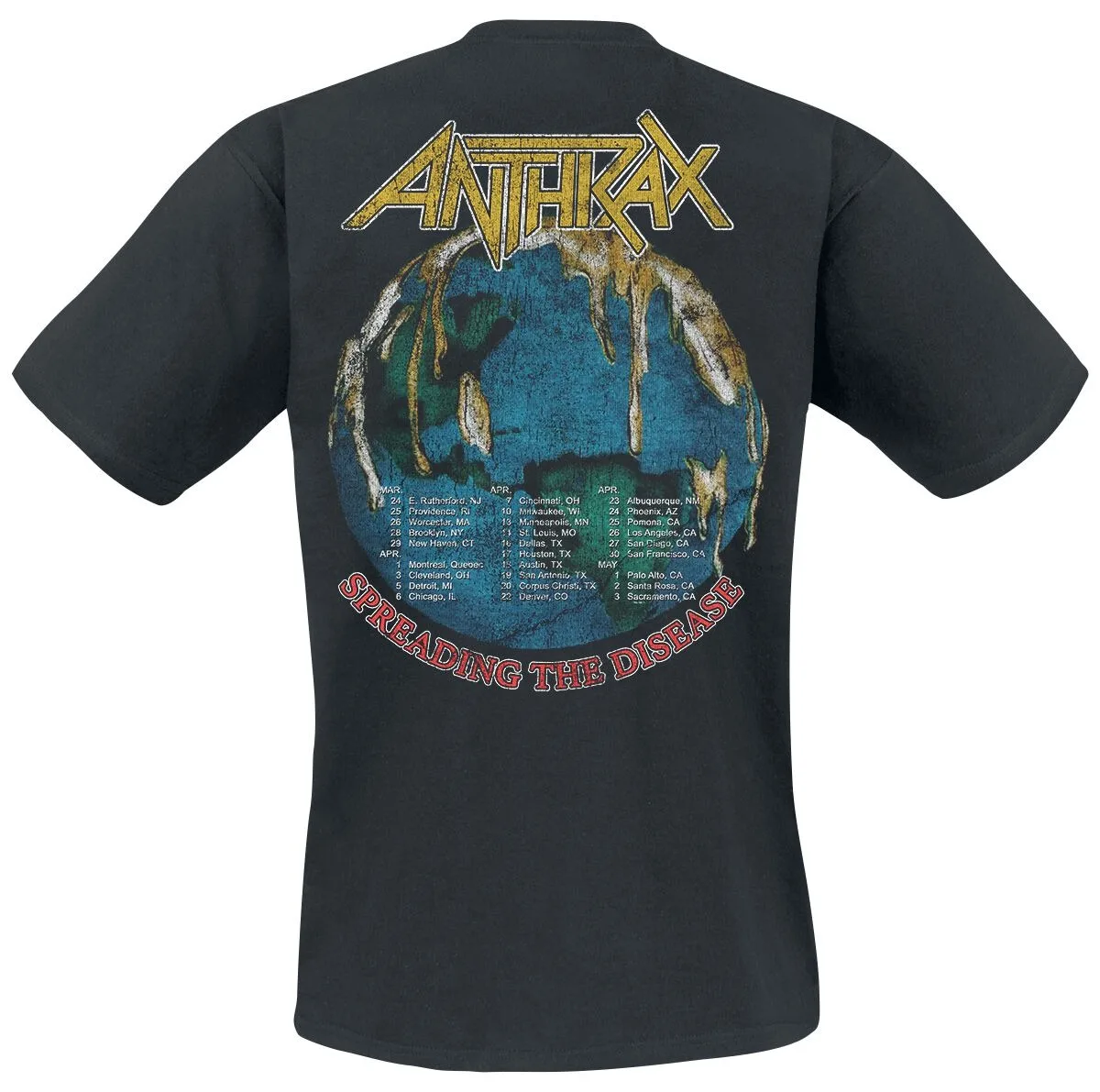 تي شيرت Anthrax Spreading The Disease، تي شيرت برقبة دائرية من Thrash Metal، يجب اقتناؤه لعشاق المعادن وعشاق النمط المتفخم