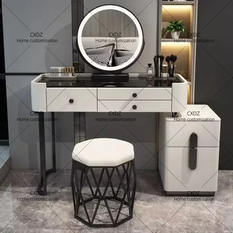 XXModern style Bedside Makeup Vanity Table Desk Chair Modern Mid Century Dressing Table Storage Organizer Trend