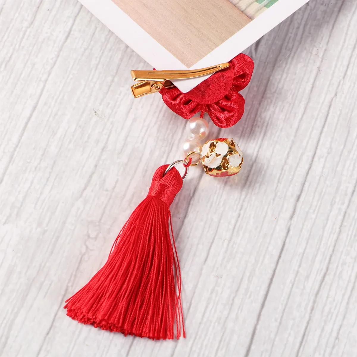 1Pair Tassel Hairpins Chinese Style Kids Hair Clips Decorative Pin for Han Clothing Festival Party Children's Day Gift Use