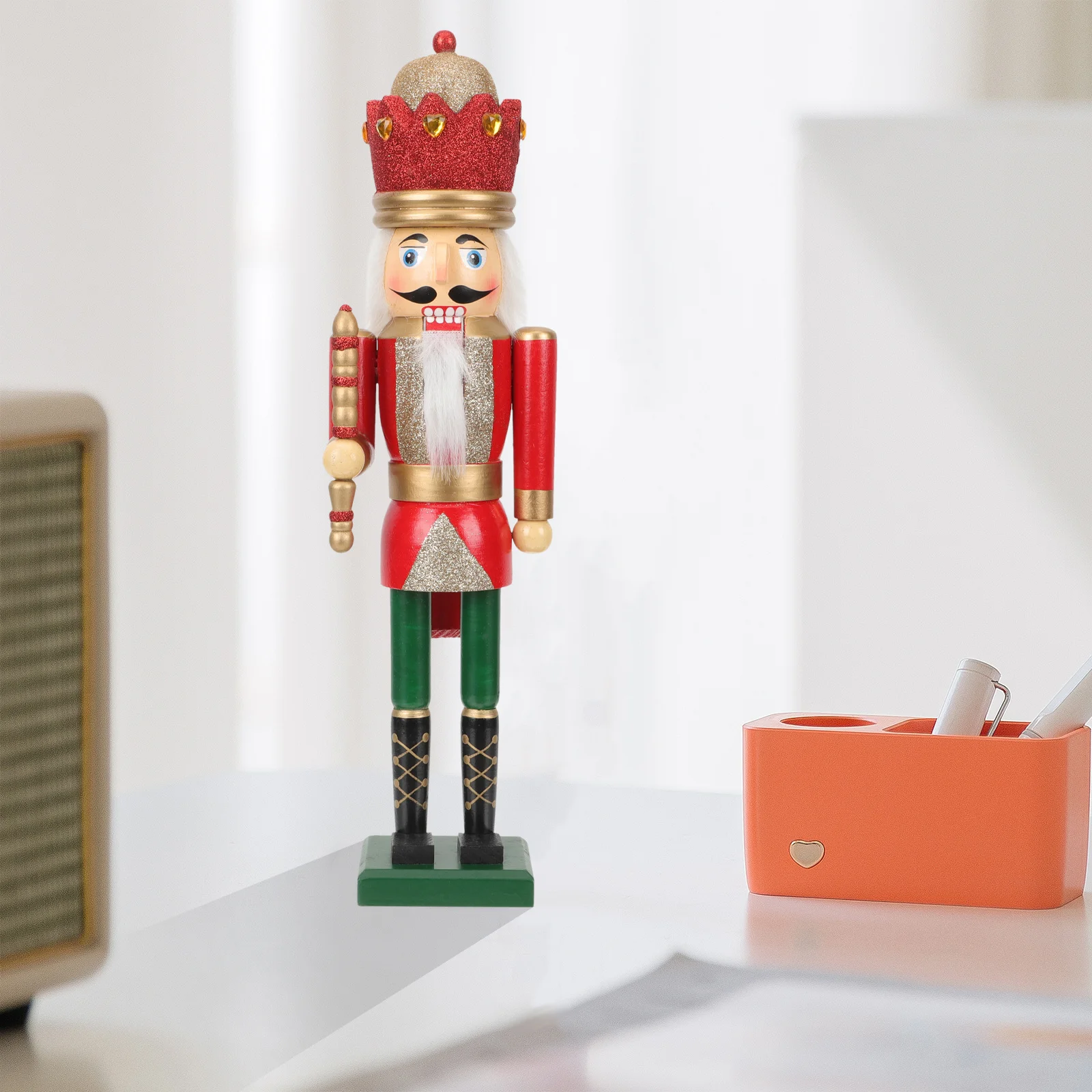 

1pc Wooden Nutcracker Decor Holiday Nutcracker Soldier Figure For Wedding Home Desktop Decoration Festival Gift