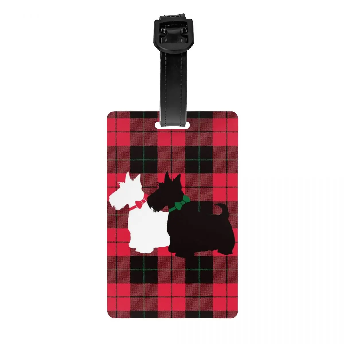 Custom Vogue Tartan Scottie Dog Luggage Tags for Suitcases Cute Scottish Terrier Baggage Tags Privacy Cover Name ID Card