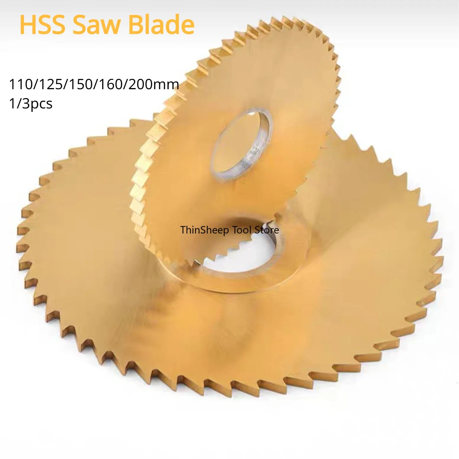 

110/125/150/160/200mm 1/3pcs HSS Circular Saw Blade Titanium Coated Slitting Slotting Wood Copper Stainless Steel