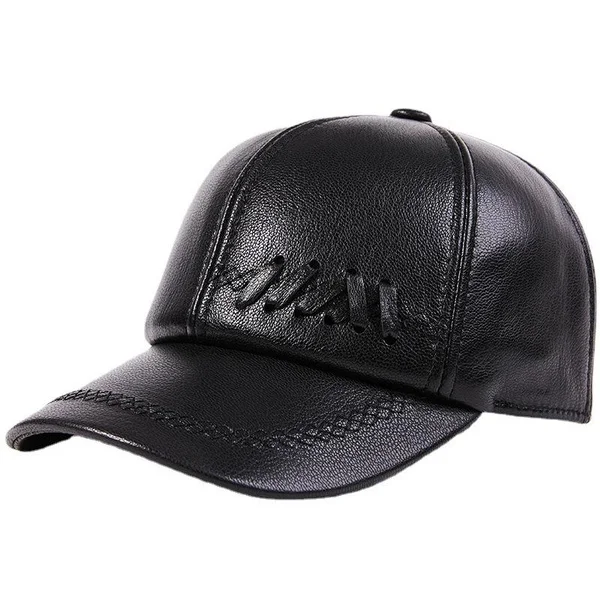 Lambskin Leather Baseball Cap Sheepskin Adjustable Snapback Hat