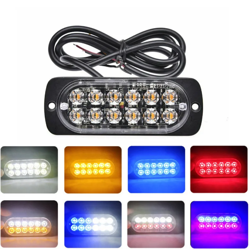 12-24V Emergency Alarm Strobe Truck Side Marker Stroboscope Blinking Amber LED Warning Light Bar Police Flash for Car&Vehicles