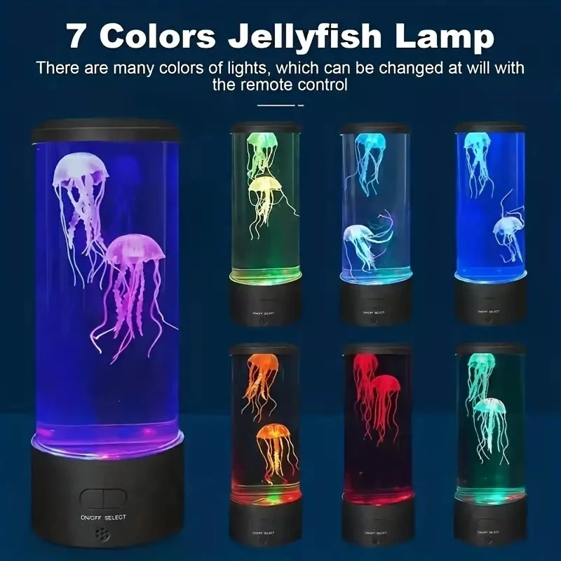 New Colorful Color Changing Medium Jellyfish Lamp, LED Home Atmosphere Acrylic Nightlight, Desktop Simulated Ocean Lava Lamp