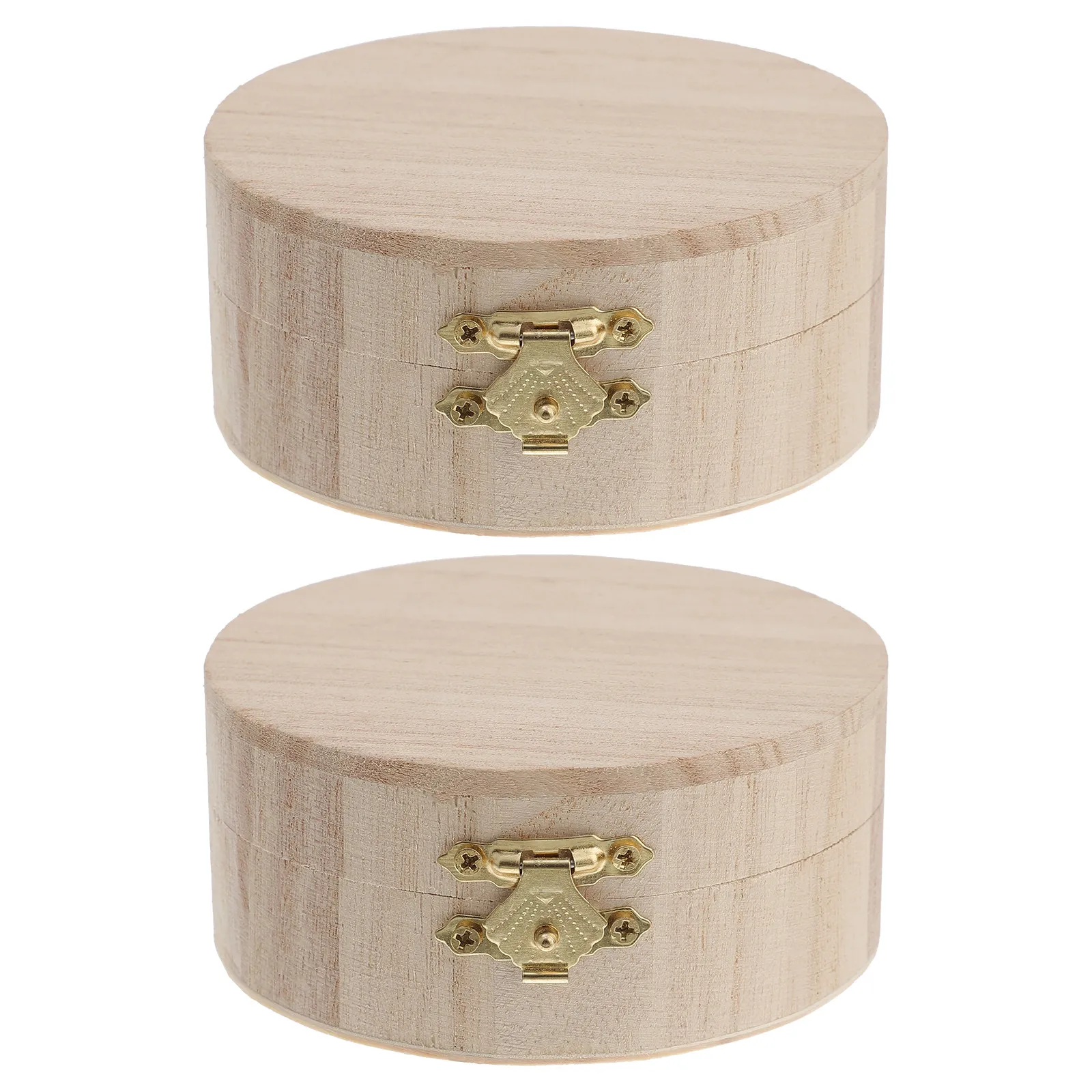 2Pcs Wooden Jewelry Container Round Box Style DIY Small Storage Organizer for Rings Earrings Trinkets Jewelry Storage Container