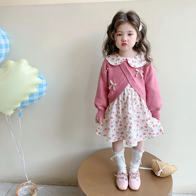 

Girls Spring Floral Dress2026New Style Children's Sweet Princess Dress Spring Girls Long Sleeve Dress