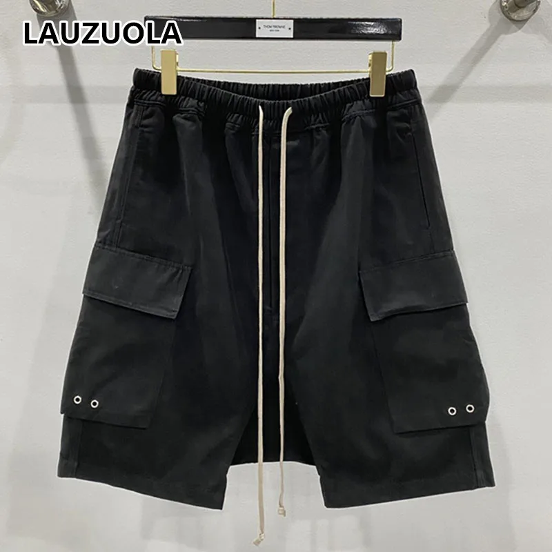 High Quality Luxury Hip Hop Double Pocket Haren Shorts Men Casual Loose Drawstring Short Pant