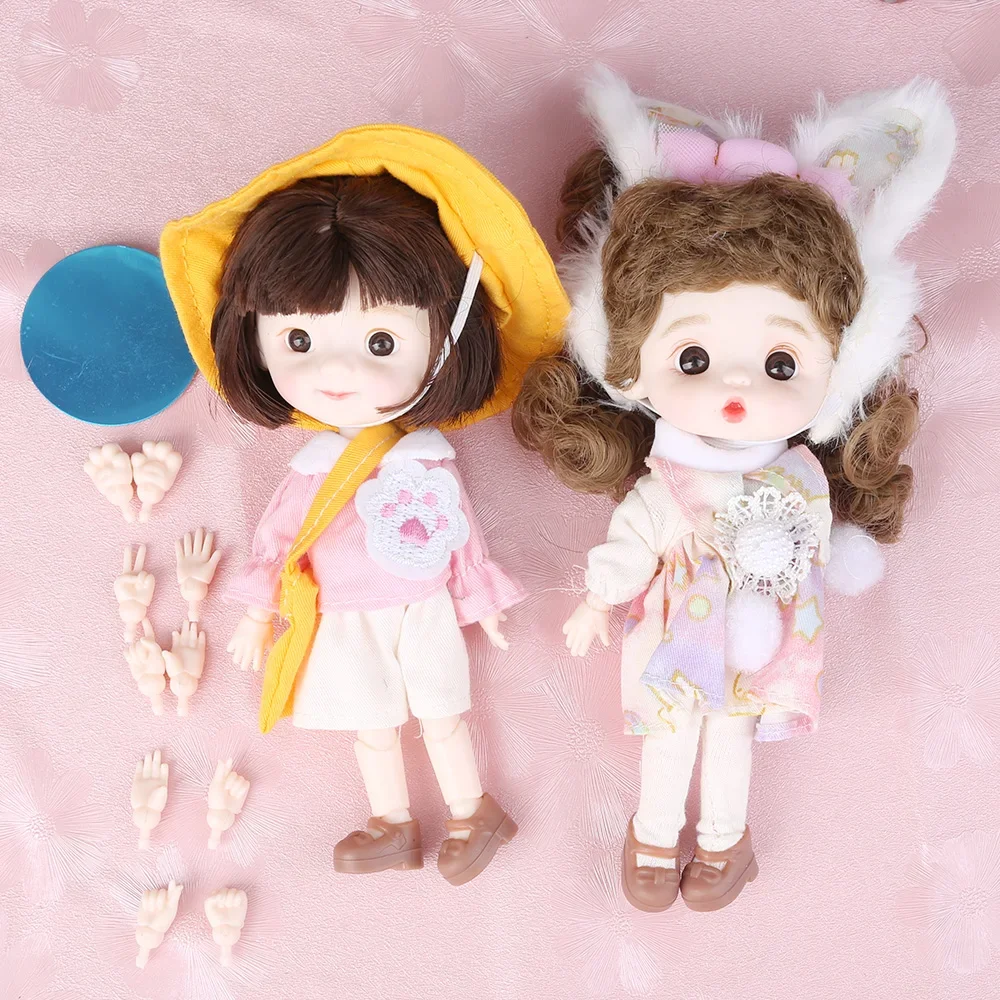 

2pc/lot Mini Bjd Doll 12cm Ob11 Pocket Doll 23 Movable Joint Toy Fullset Mini Girl Close Eyes Bjd Dolls Best Gift for Birthday