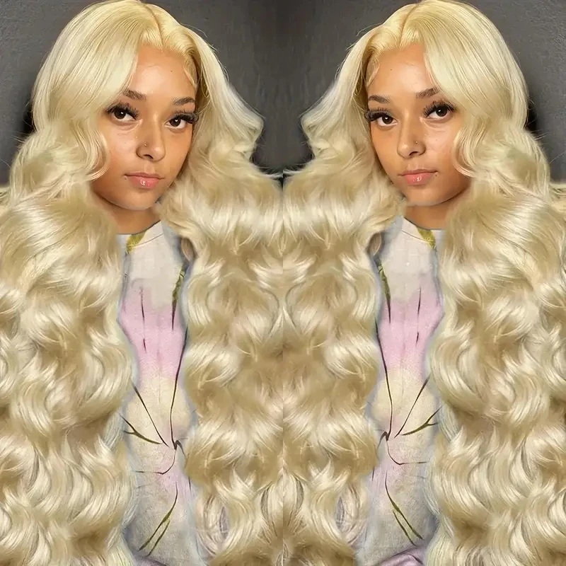 HAIRTIME 13x6 HD Transparent 613 Lace Frontal Wig Honey Blonde Color Brazilian Raw Body Wave Lace Front Human Hair Wig for Women