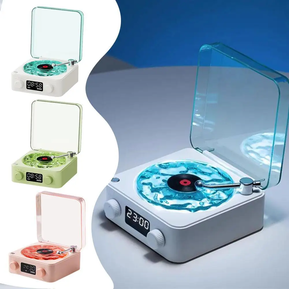 

Retro Vinyl Record Player Shaped White Noise Bluetooth Speaker Sleep Aid Turntable Speaker With Dynamic Water Ripple RGB Light