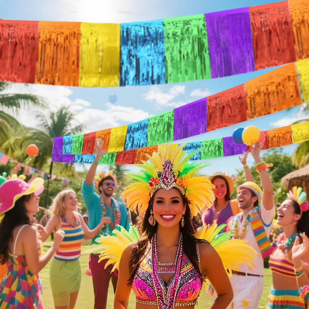3M Regenbogenfolie Fransen Girlande Lametta Luftschlangen Banner Fransen Vorhang Hintergrund für Parade Floats Karneval Geburtstag Party Dekor – Detail 40