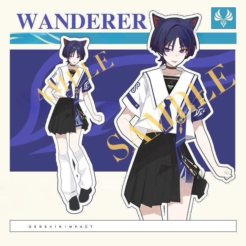 Wanderer Balladeer Costume Game Genshin Impact Cosplay JK Blue Sailor's Clothing Uniform Japanese Style for Women Girls - Image 5