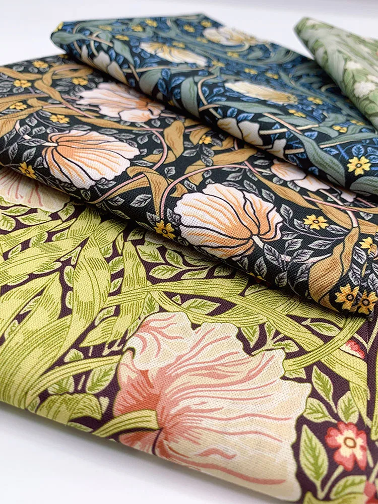 Tela de algodón William Morris Magpie, patchwork hecho a mano para coser ropa y vestidos, por medio metro