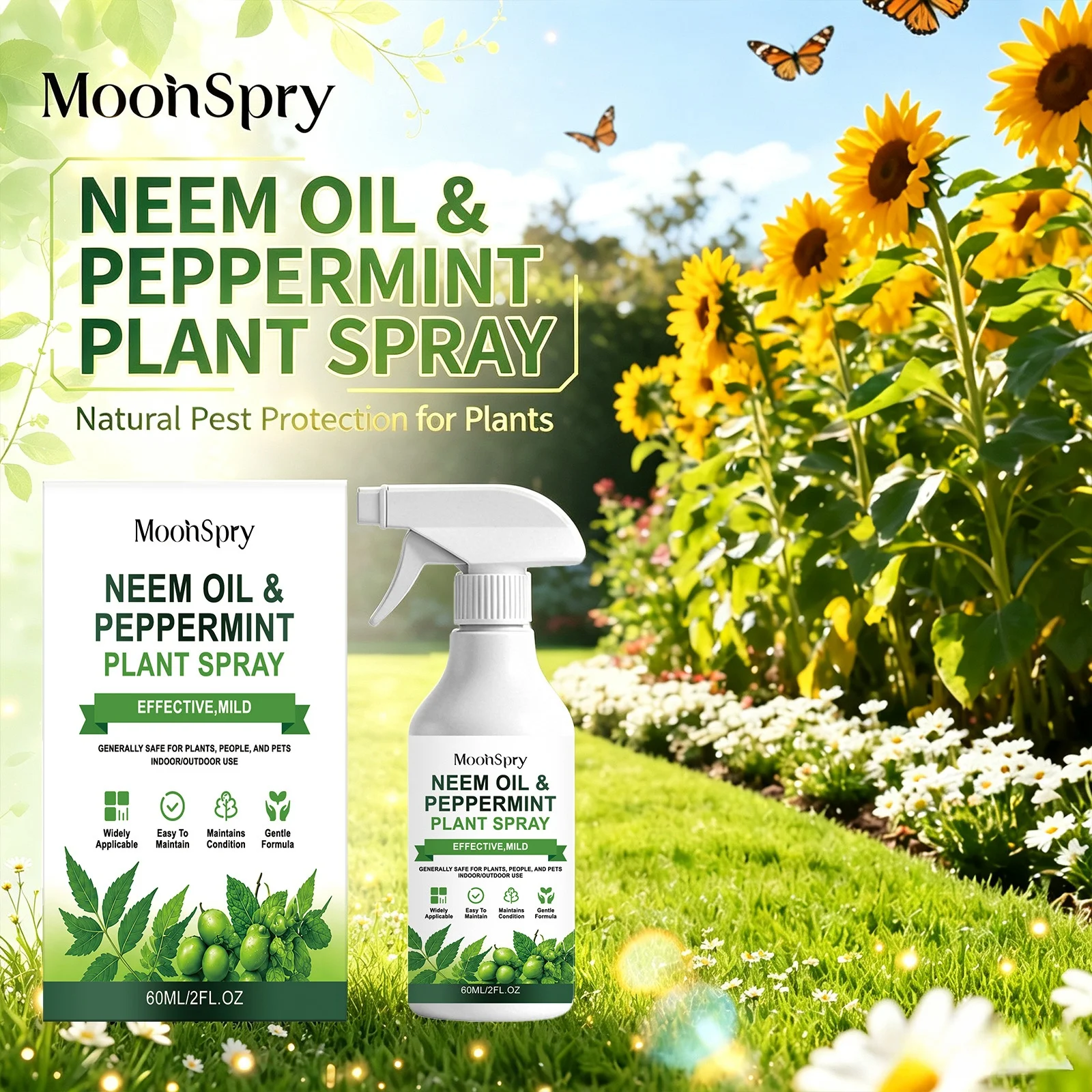 Neem Oil Peppermint Plant Spray Natural Pest Control Mist Protect Plant Blade Promote Root Health Growth Yard Plant Care Spray