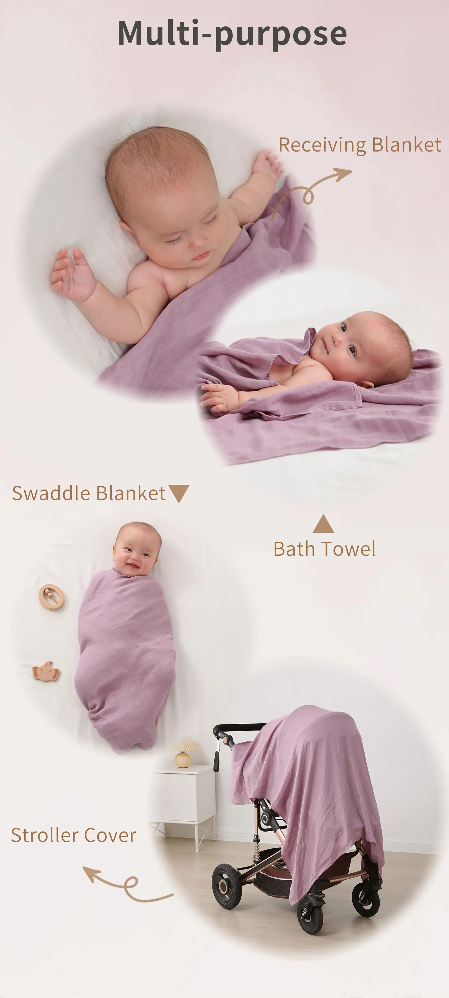 INSULAR الشاش البطانيات الطفل القطن قماط الوليد لحاف الرضع حمام الشاش وشاح طفل يلتف كيس النوم ورقة عربة 120*120 سنتيمتر #3