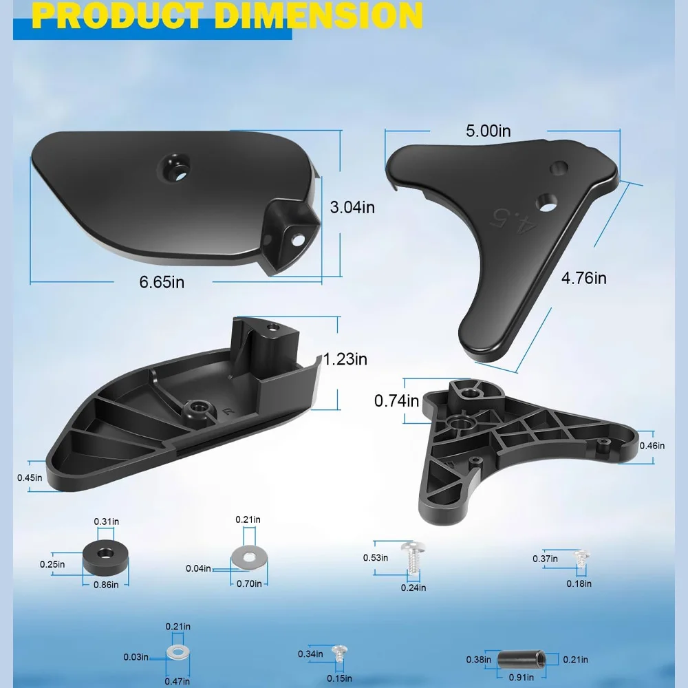 Trolling Motor Ramp Skid Plate Complete Replacement Kit for2017-Current Minn Kota Terrova Riptide112lb Thrust/36V With Bluetooth