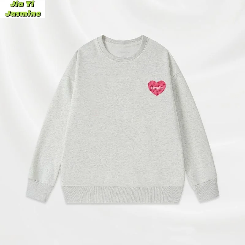 Sweat-shirt brodé sans capuche pour couple, vêtements d'automne, coton, col rond, manches longues, haut taille haute, sensation d'amour