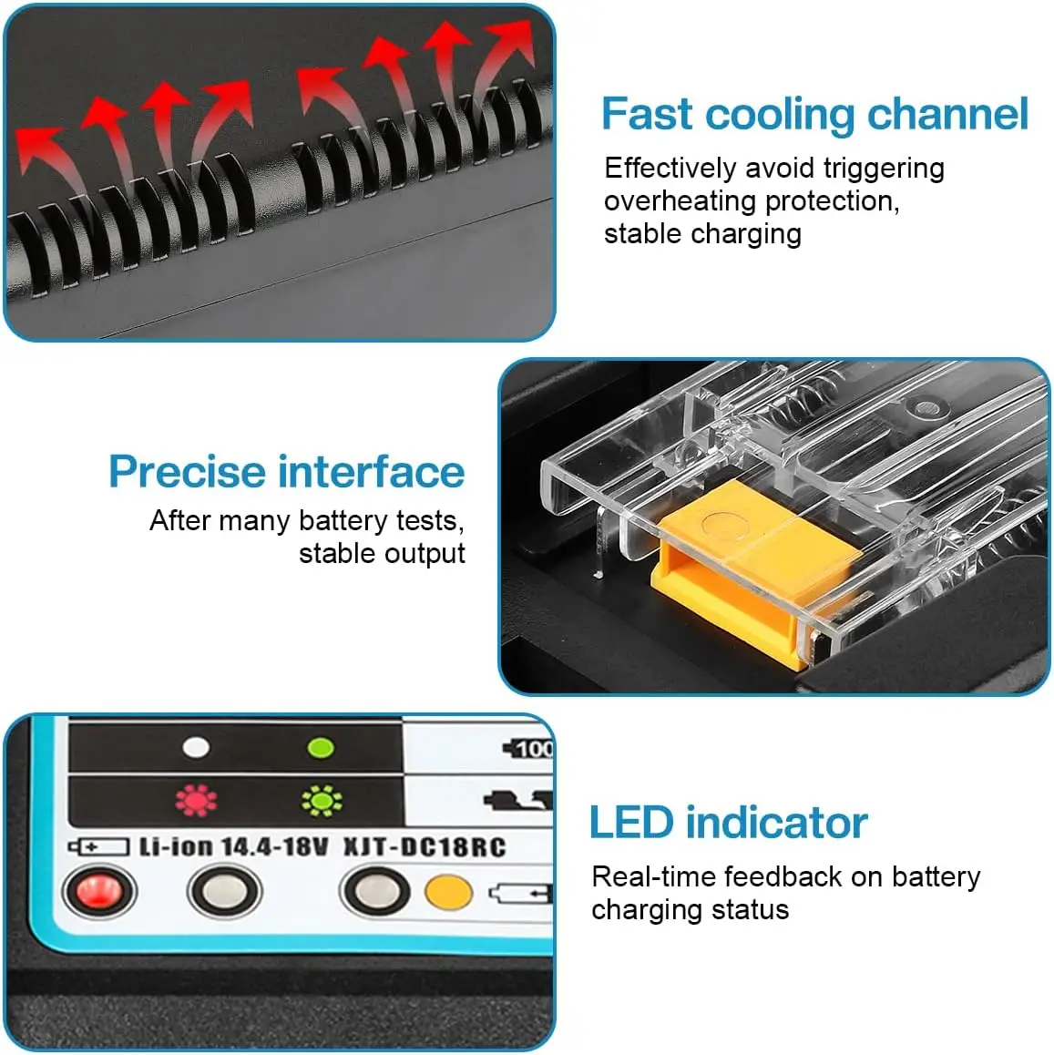 마키타 리튬 이온 배터리 충전기, LED 스크린 포함, BL1830, BL1840, BL1850, BL1815, DC18RC, 14.4V-18V