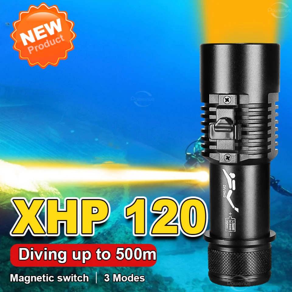 

Супер мощный фонарь для дайвинга XHP120, желтый свет, подводный свет, фонарик для дайвинга, профессиональный фонарик для дайвинга