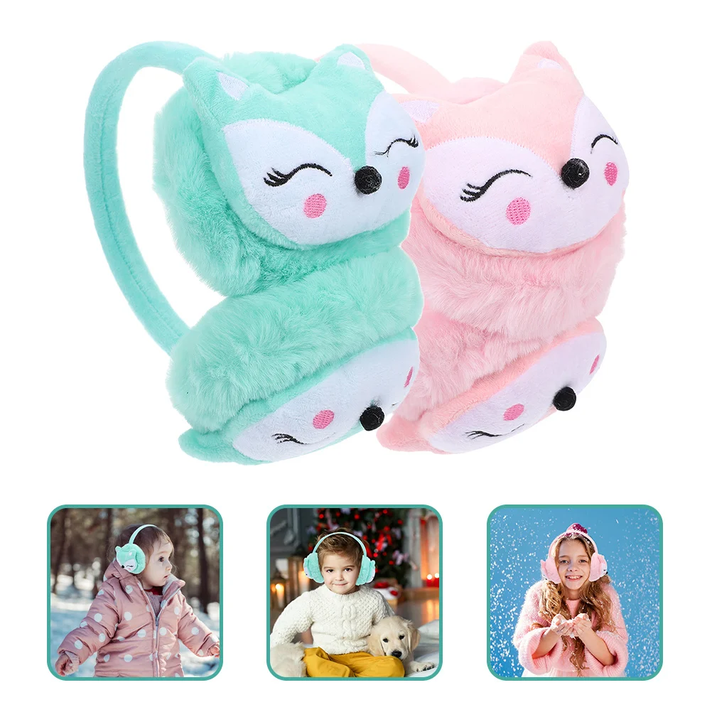 قطعتان من غطاء الأذن الشتوي الملون لتدفئة الأذن مع تصميم وجه لطيف، أغطية أذن مريحة مقاومة للرياح للنشاط #5