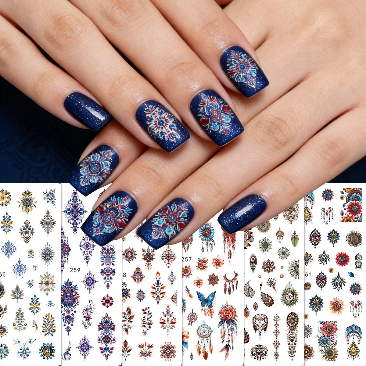 

Наклейки для ногтей в богемном стиле с сеткой мечты в стиле ретро для повседневного использования, праздника, вечеринки и свадьбы, украшения для ногтей своими руками в Рамадане