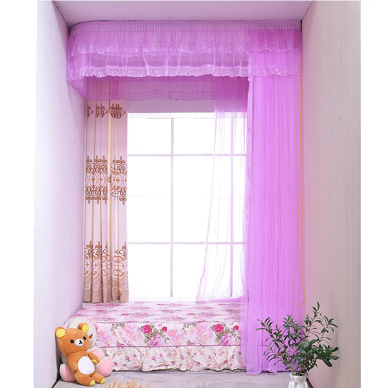 Custom Made Pull Curtain Ceiling Track U-Shaped Large Tatami Multi-Functional Leather Bed High Mosquito Net