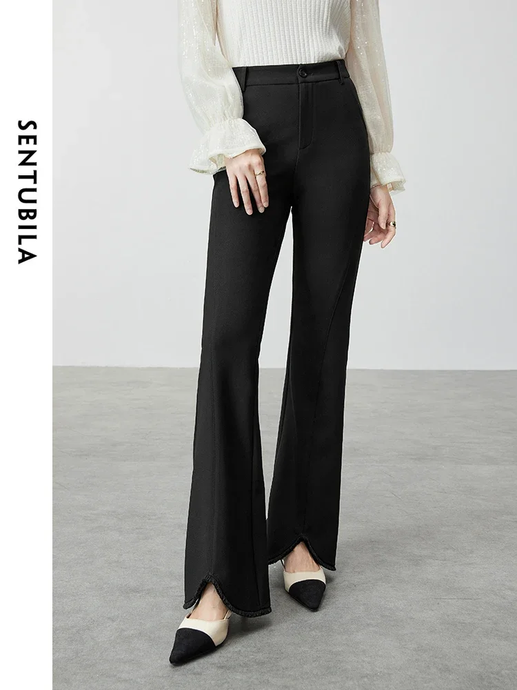 

SENTUBILA Slim Fit Bootcut Flare Pant Women 2025 Autumn Fall Fashion Elegant Full Length Black Trouser Ladies Clothing 143K55790
