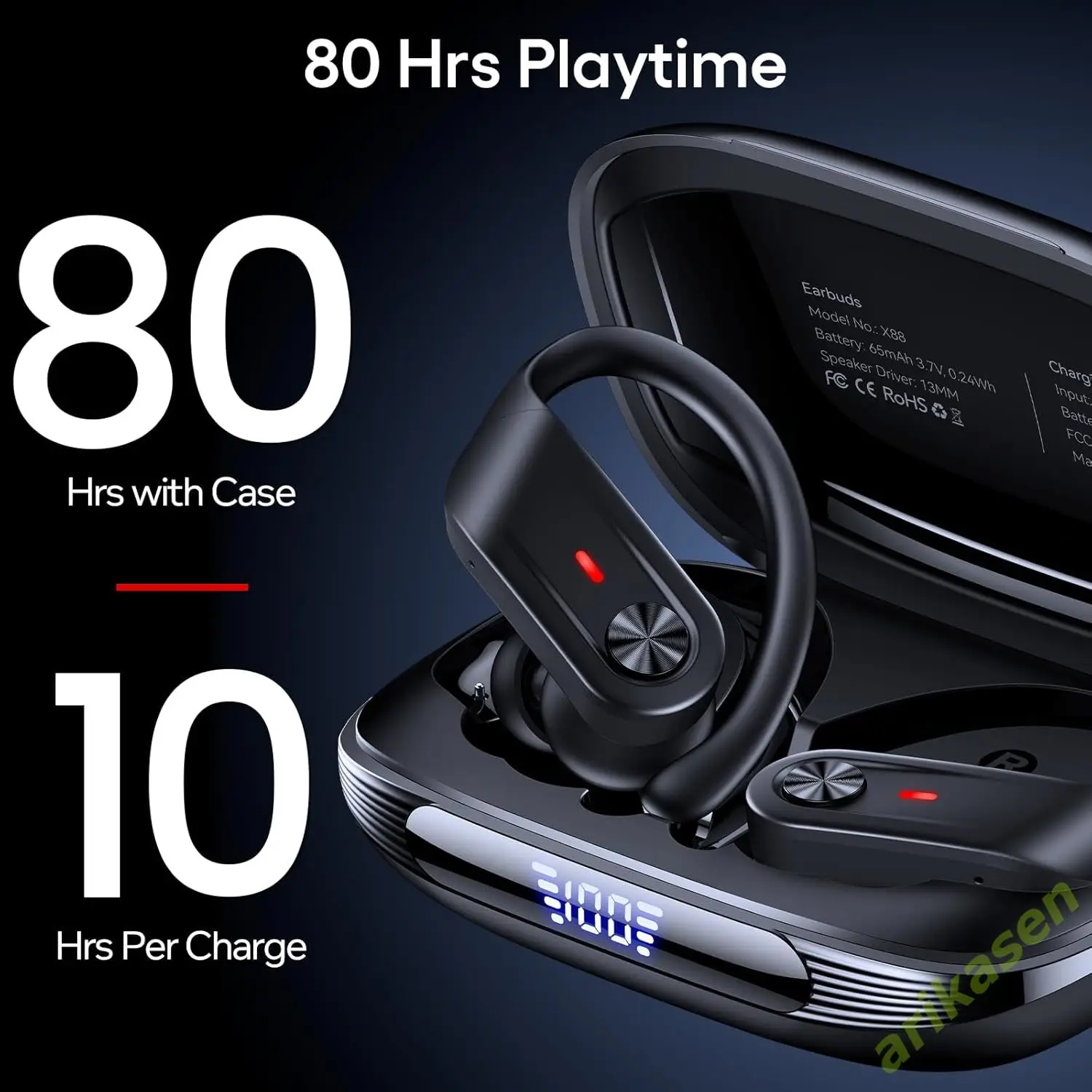 سماعات بلوتوث V5.3 سماعات TWS لاسلكية زر التحكم IPX7 مقاوم للماء سماعات أذن رياضية 4 ميكروفونات ENC HD دعوة سماعات