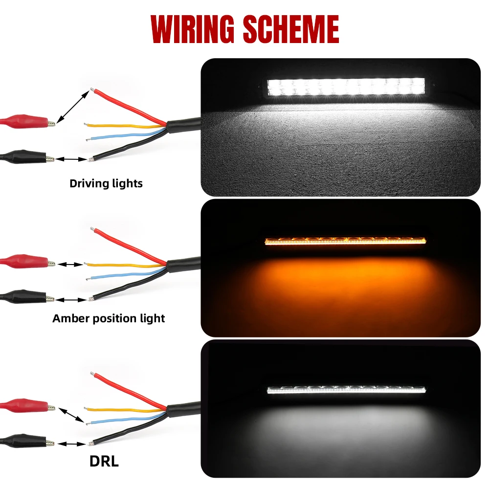 ECE R112 R10 R7 Dual Row 12 Inch 32 Inch Off Road E-marked White Amber Car Led Light Bar Position