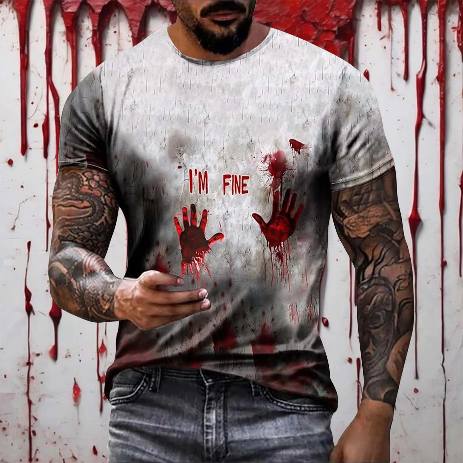 Horror Bloody Printed T-Shirt 2024 Men's Casual Fashion Street Short Sleeve Men's Designer Clothing Women's O-Neck T-Shirt