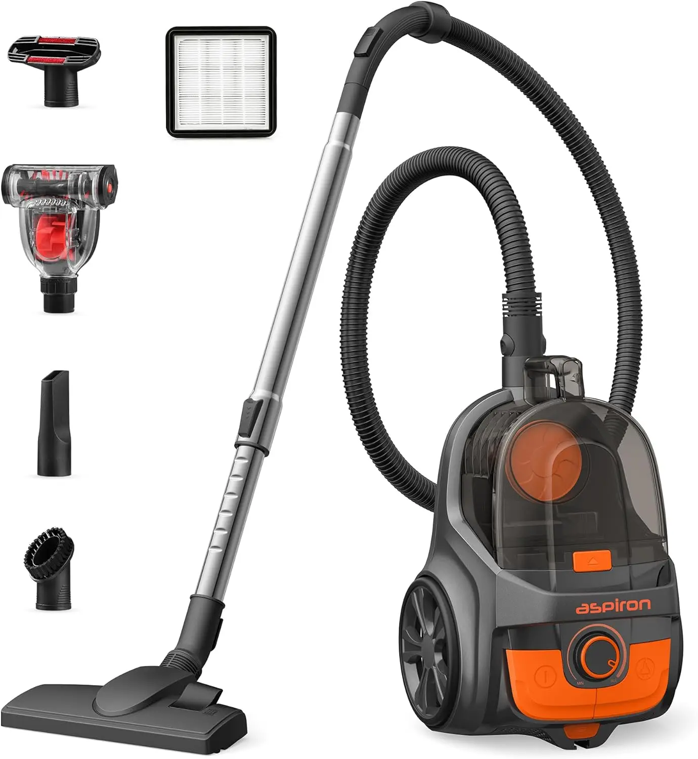 

Canister Vacuum Cleaner, 24Kpa Bagless Vacuum Cleaners, 3.7QT Large Dust Cup, Double HEPA Filter, Retractable Cord, 1200W