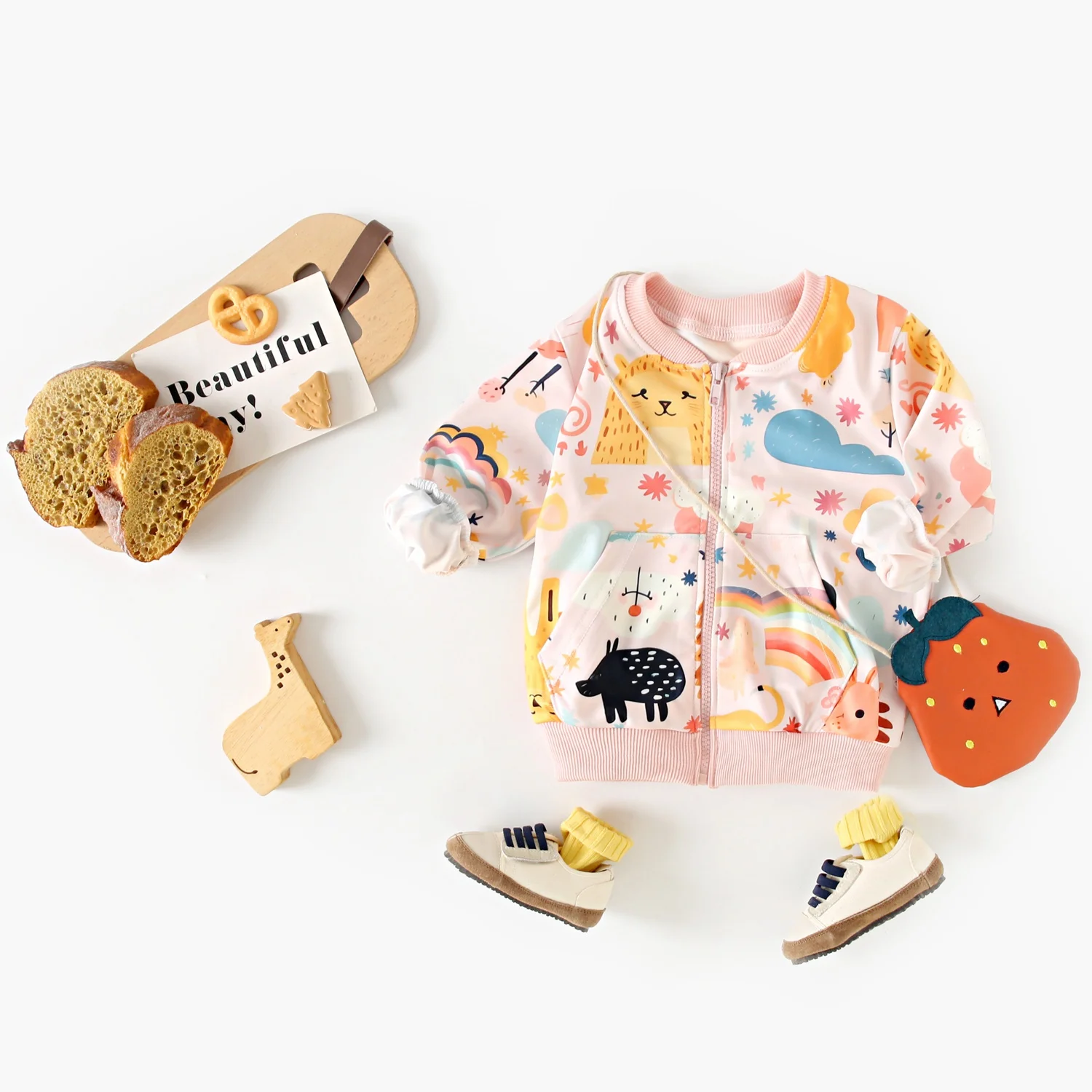 Sanlutoz Autumn Cute Animal Baby Coat Long Sleeve Clothing Little Kids Tops Zipper