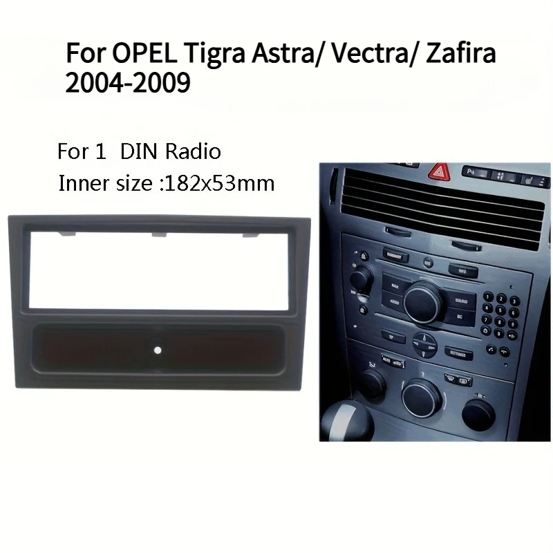 Moldura de Rádio Automotivo 1Din para OPEL Tigra/ Astra/ Vectra/ Zafira 2004-2009, Kit de Acabamento com Suporte para CD