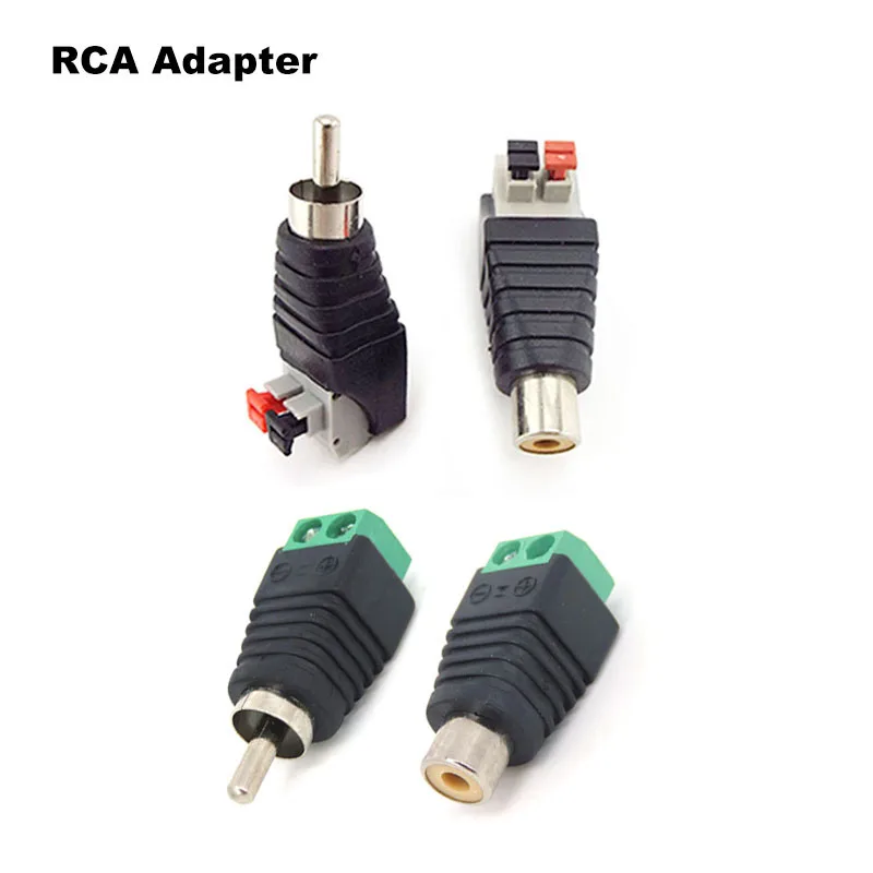 Audio RCA male female Adapter Speaker Connector Terminal Wire A/V Cable To RCA Male Plug RCA Female Jack Press for Cable t1