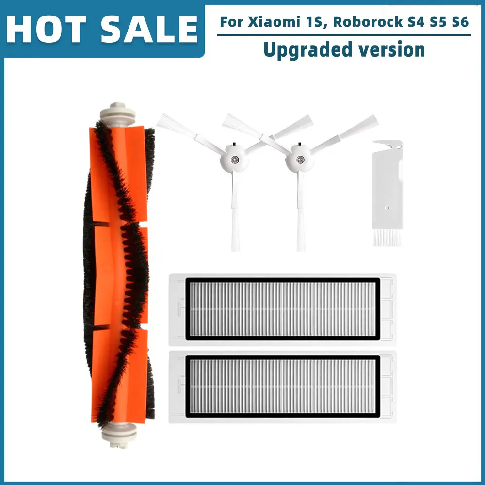 Kompatibel für Xiaomi 1S, Rockrobo Vacuum V1, Roborock S4 S5 S6, SDJQR01RR, SDJQR02RR Ersatzteile Hauptseitenbürste Hepa-Filter
