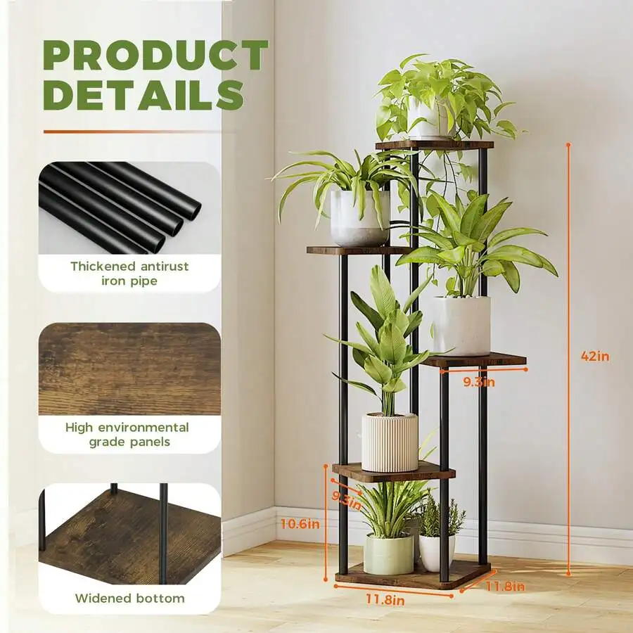 Corner Plant Stand Indoor Tall Plant Shelf For Multiple Plants Metal Plant Table Tiered Flower Stand For Living Room Bedroom Bal