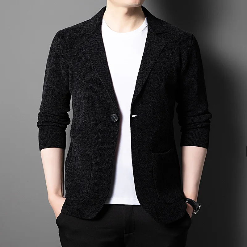 2024 Men's New Knitted Cardigan Autumn Fashion Business Casual Suit