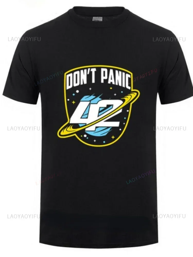 2022 Fashion Custom T shirt boy dont panic sci-fi 42 Hitchhiker Guide To The Galaxy T-shirt Retro Science Guide Tshirt camiseta