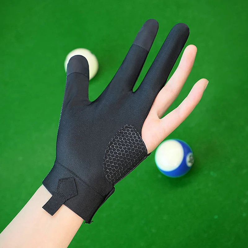 

1pc Left Hand Billiards Glove Three Finger Snooker Billiard Glove Non Slip Stickers Elasticity Billiard Training Gloves