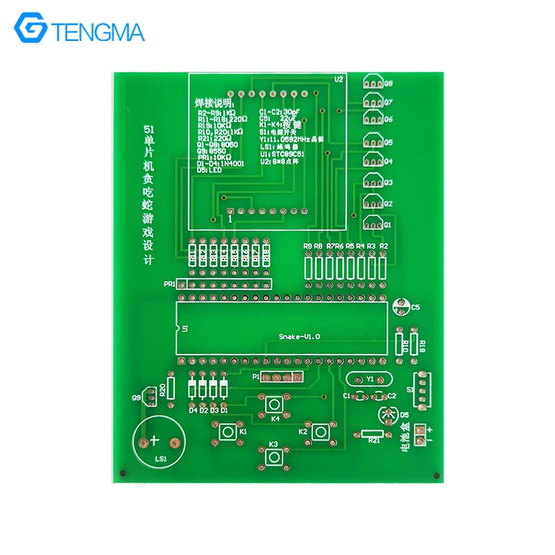 Gluttonous Snake Game Machine Welding Kit Placa de Circuito Fazendo DIY Habilidades Eletrônicas C51 Único Chip Computer Training Component