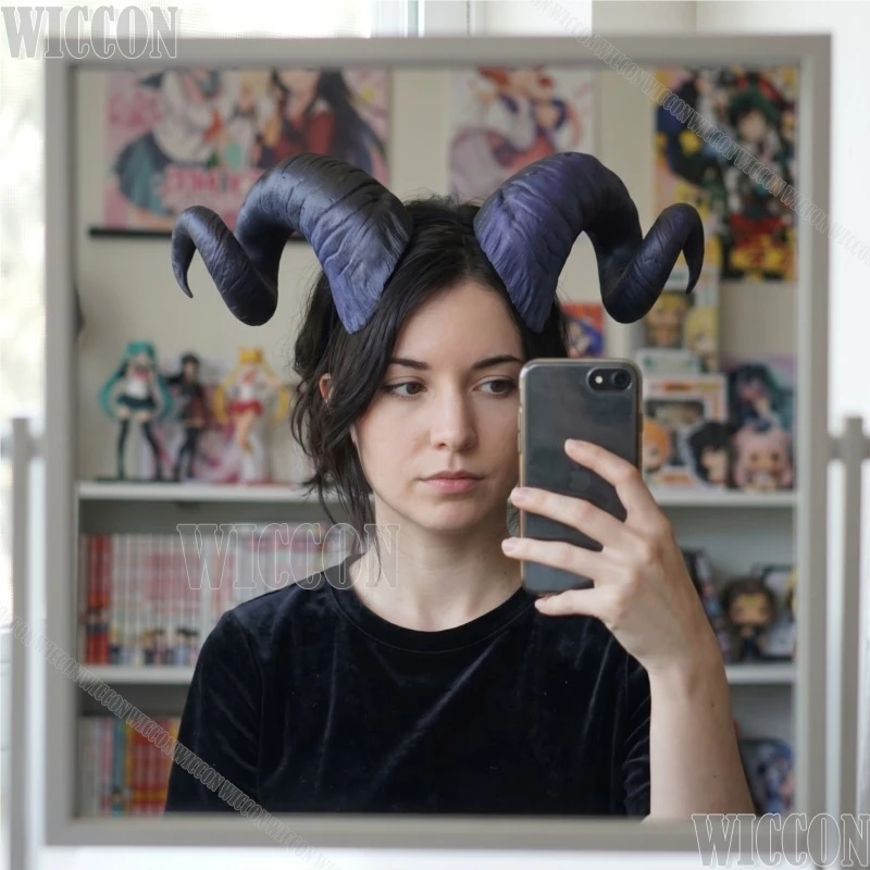 

Curved Purple Tiefling Demon Horns Headband For 코스프레 Furry Furrsuit Dragon Headwear Halloween Party Cosplay Navidad Carnaval Cos