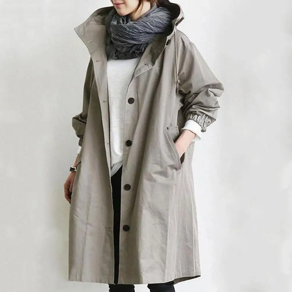 Trench elegante da donna doppio petto leggero antivento Plus Size Trenchcoat di media lunghezza tinta unita