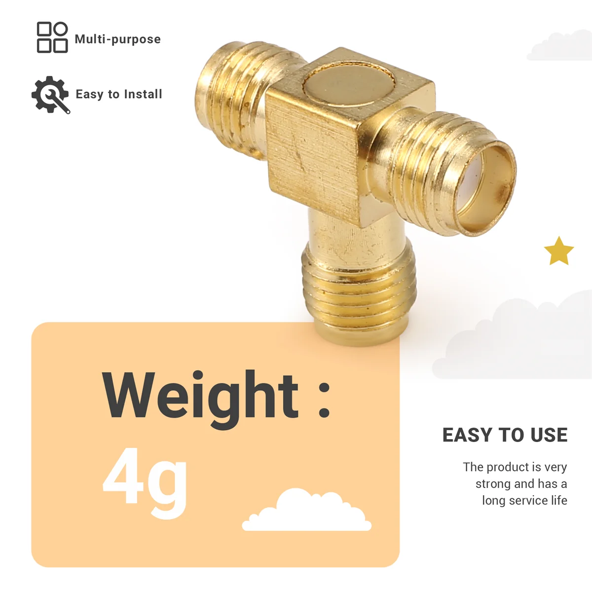 حار بيع SMA أنثى إلى اثنين SMA أنثى الثلاثي T RF محول موصل 3 طريقة الفاصل