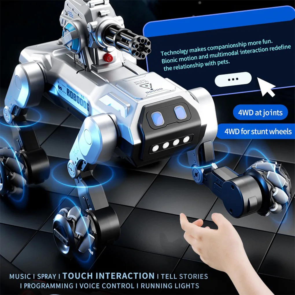 2.4G Remote Control Robot Dog with Singing Dancing Intelligent 360° Rotating launching Song Puppy Toys Electronic Stunt Voice