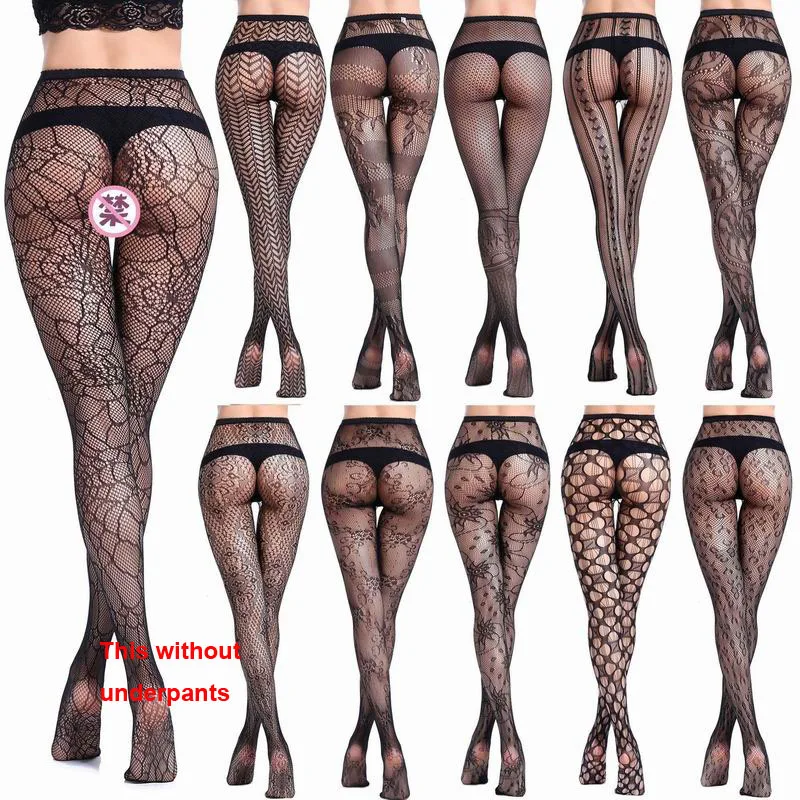 Pantimedias negras para mujer, medias de tejido Jacquard elástico, Sexy, para amantes