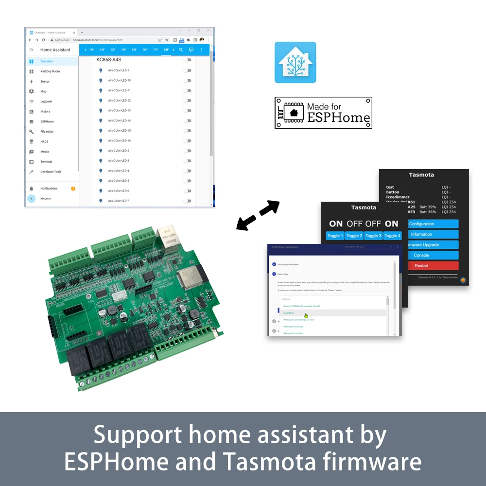 Saída analógica RS485 Modbus, KC868-A4S, ESP32, 4G, PWM, DS3231, RTC, placa do relé do trilho do RUÍDO, apoio MQTT HTTP TCP