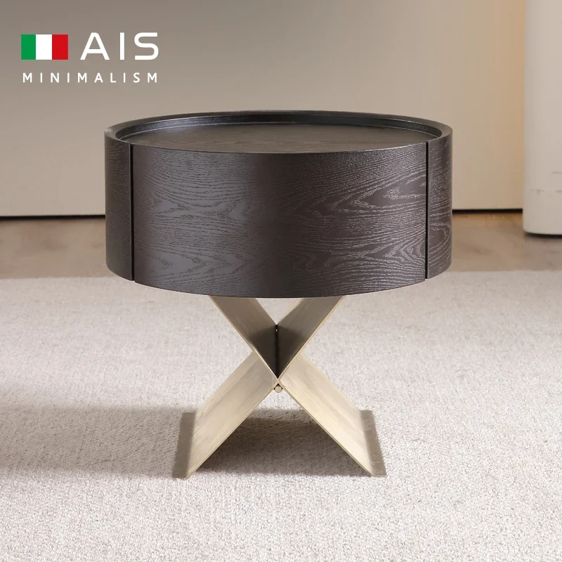 

Small Apartment Minimalist Small Bedside Expensive Black Solid Wood Bedside Cabinet