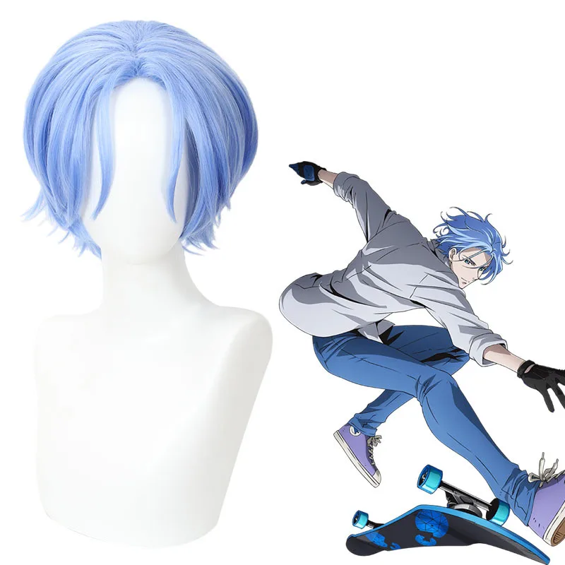 Xiu Dan Infinite Skateboard SK∞ River Lan Jia Cosplay peluca azul cielo 30cm parte central Anime pelo 463C