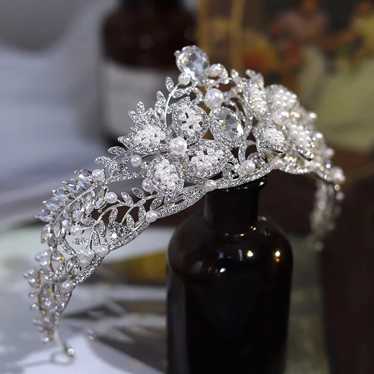 CC Shining Crown Women Hair Accessories Bridal Headpiece Engagement Jewelry Wedding Hairwear Flower Shape Romantic Tiaras FO48